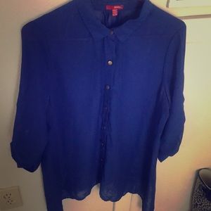 Blue button up blouse